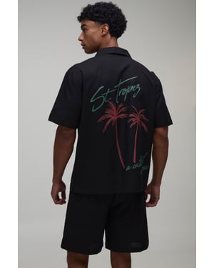 St Tropez Back Print Oversized Shirt & Short Set