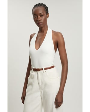 Stretch Cotton Jersey Halter Bodysuit