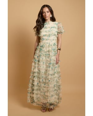 Trailing Bloom Tiered Mesh Maxi Dress