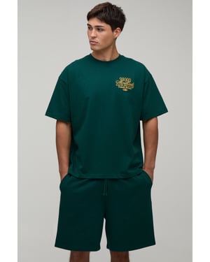 Oversized Embroidered Monte Carlo T-Shirt & Baggy Short Set