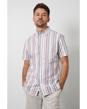 Rust Orange Multi Stripe Short Sleeve Shirt