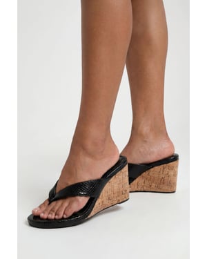 Snake Toe Thong Wedges
