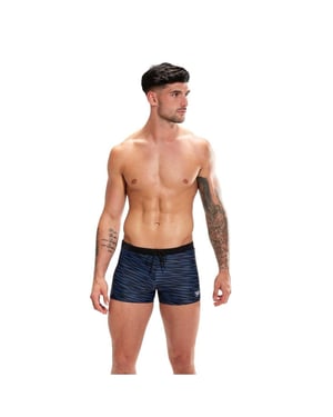 Speedo Heren Valmilton Golvend patroon slanke zwembroek (ZWART/BLAUW)