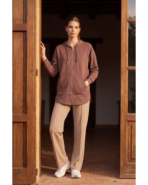Oversized Hoodie Langsleeve Zip Tuniek Top