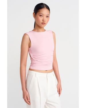 Dames Slim-fit Cut-out Crop Blouse
