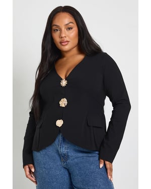 Plus Long Embellished Button Down Top