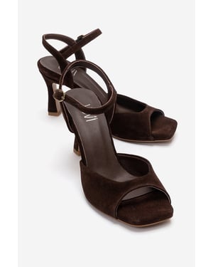 Elvia Leren Stiletto Enkelband Sandaal (Dames)