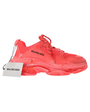 Balenciaga Triple S Clear Sole Sneakers in Red Polyester