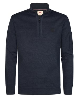 Petrol Industries - Heren Gebreide half-zip sweater stonefield - Blauw