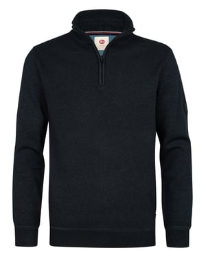 Petrol Industries - Heren Gebreide trui met halfzip steelford - Zwart