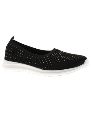Platino Womens Flat Shoes Meryl Slip On black