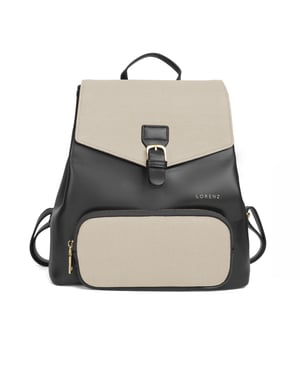 Women’s Small Backpack, School Work Rucksack Bag in Black Beige
