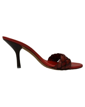 Gucci Woven Slide Sandals in Red Leather