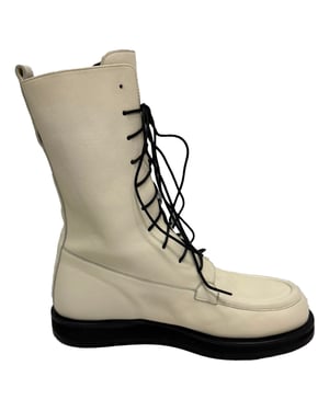 The Row Patty Lace-up Combat Boots in White Leather
