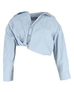 Jacquemus Mejean cropped poplin shirt in lichtblauw katoen