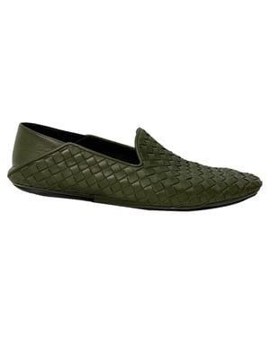 Bottega Veneta Intrecciato Convertible Slip-On Loafers in Olive Leather