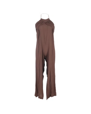 Jacquemus halternek jumpsuit met open rug in bruine viscose