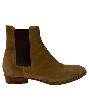 Saint Laurent Wyatt Chelsea Ankle Boots in Brown Suede