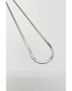 Slim Snake Chain Necklace in Silver