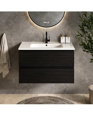 Mirlux Badkamermeubel luma 80 cm eiken witte wastafel