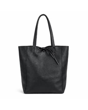 Women’s Genuine Italian Leather Tote Bag Large Soft Shoulder Handbag in Black