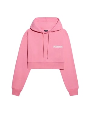 Jacquemus Le Sweatshirt Court Pink Cropper Hoodie