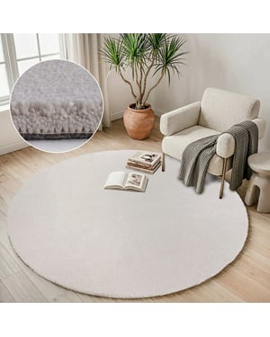 Muratap Comfy premium rond luxe effen vloerkleed wasbaar uni 200 cm rond
