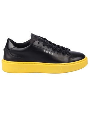 Lavair Mannen Luna Nappa Leren Platform Sneakers (Zwart/Geel)