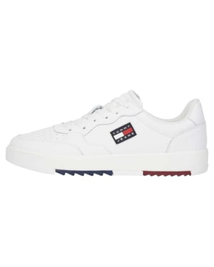Tommy Jeans Heren Leren Basketbalschoenen (Wit)