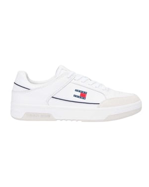 Tommy Jeans Heren Leren Cupsole Trainers (Wit)