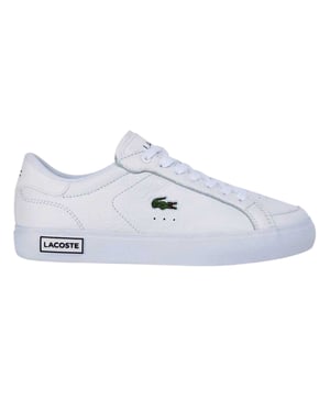 Lacoste Lederen platte sportschoenen voor dames (Wit)