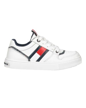 Tommy Hilfiger Vlakke sneakers met vlaggenprint voor kinderen (Wit)