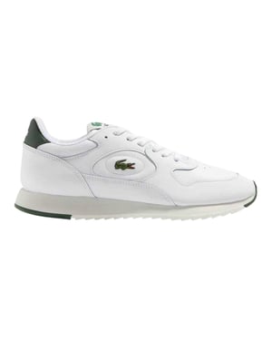 Lacoste Heren Linetrack Leren Hardloopschoenen (Wit/Groen)