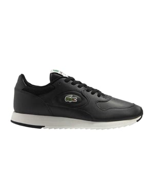Lacoste Heren Linetrack Leren Hardloopschoenen (Zwart/Off White)