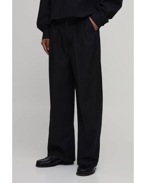 Pleat Front Wide Leg Suit Trousers