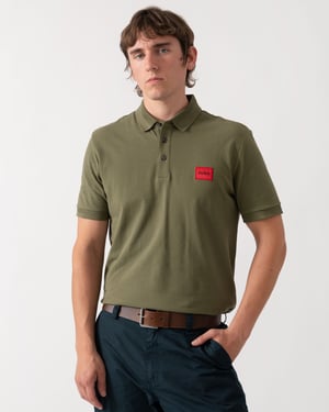 Slim Fit Short Sleeve Logo Detail Polo Shirt in Dark Green