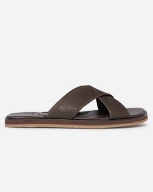 Chesil Logo Detail Sandals in Dark Brown