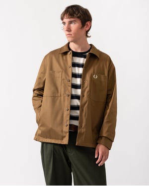 Regular Fit Long Sleeve Overshirt in Brown