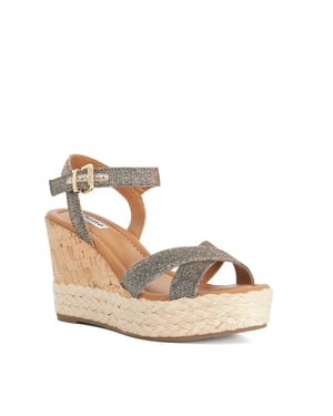 Dune Ladies Kindest - Cork And Woven Wedge Sandals