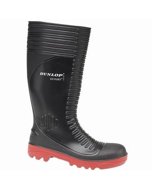 Dunlop Acifort A252931 Ribbed Full Safety Wellington / Herenlaarzen (Zwart)