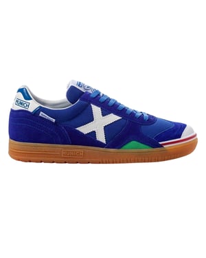 Munich Gresca Signature voetbalschoenen voor binnen met verstevigde neus voor heren (Blauw/Wit)