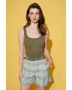 Aansluitend Mouwloze Katoenmix Cami Blouse