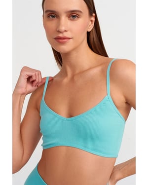 Geribbelde V-hals Crop Bralet Top