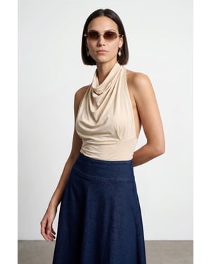 Getailleerde Mouwloze Blouse met Col