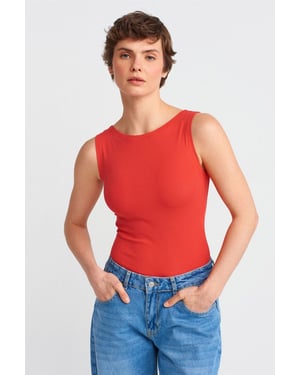 Mouwloze Slim-Fit Boot-Hals Blouse