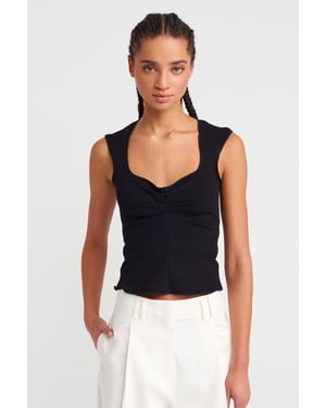 Aangesloten Mouwloze Crop Blouse met Vierkante Hals