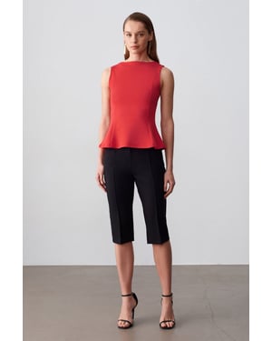 Aansluitende Mouwloze Peplum Blouse