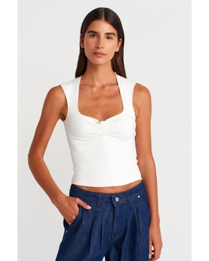 Aansluitende Mouwloze Crop Blouse Met Vierkante Hals