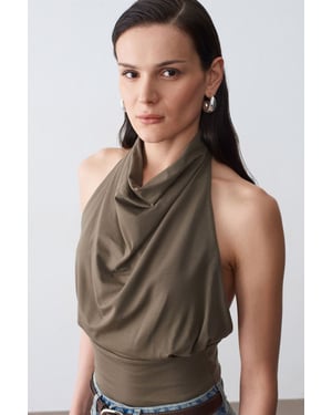 Aansluitende Mouwloze Blouse met Colharmonika