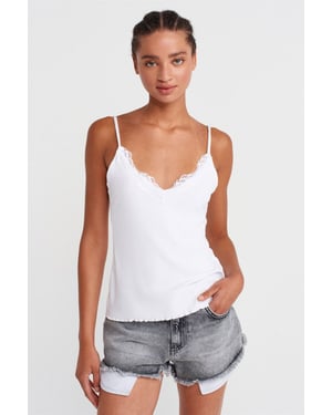 Kanten Mouwloze Slim-fit Cami Blouse
